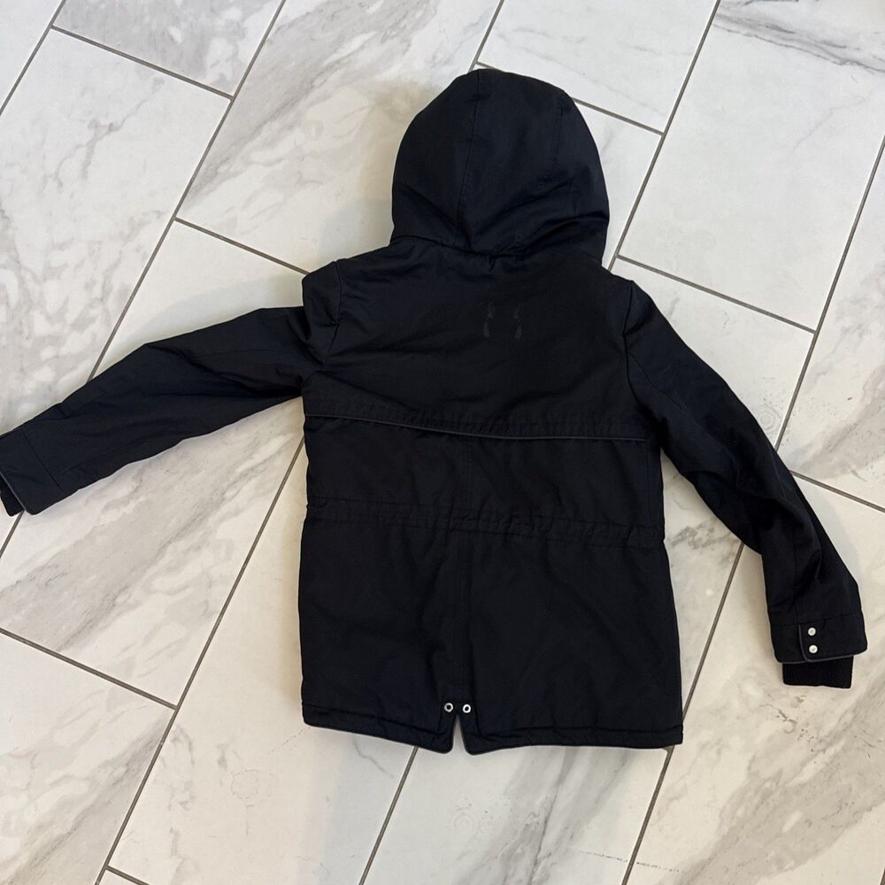 Zara Trafaluc Women’s S Black Hooded Parka Jacket Quilted Lined Zip Utility - Picture 5 of 7